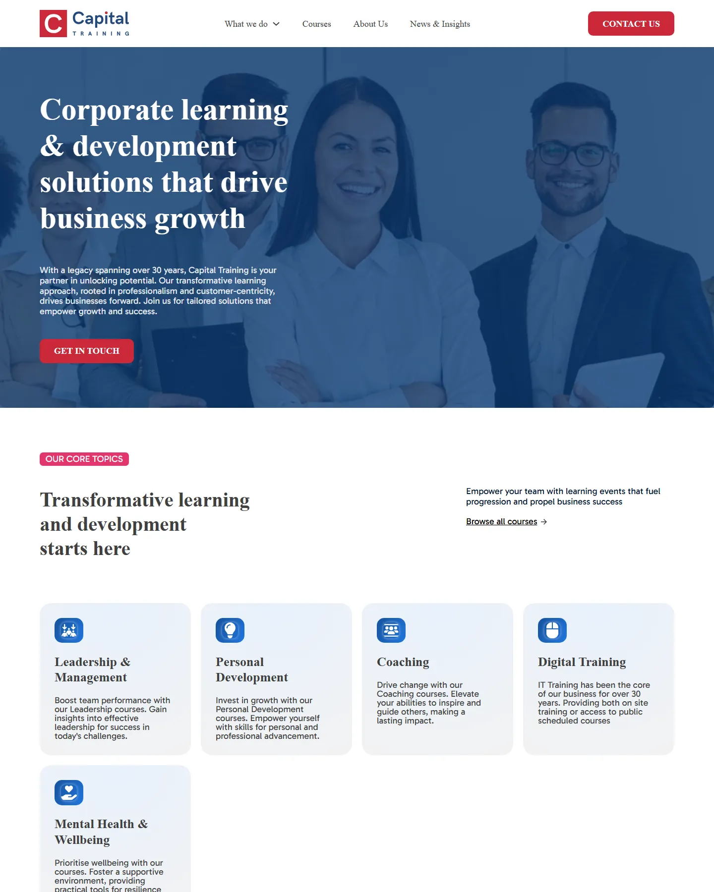 capitaltraining.com home page, a site I host and look after